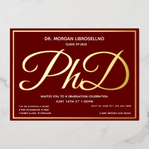 Burgundy Gold PhD Graduation Foil