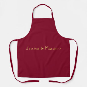 Burgundy Gold Professional Trendy Minimalist Names Apron
