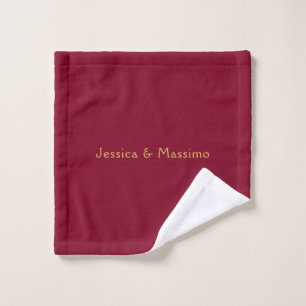 Burgundy Gold Professional Trendy Minimalist Names Wash Cloth