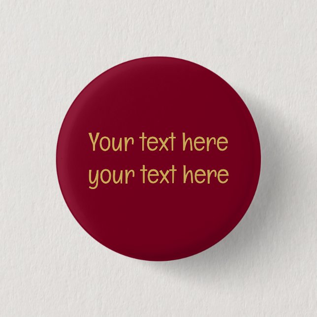 Burgundy Gold Professional Trendy Minimalist Text 1 Inch Round Button (Front)