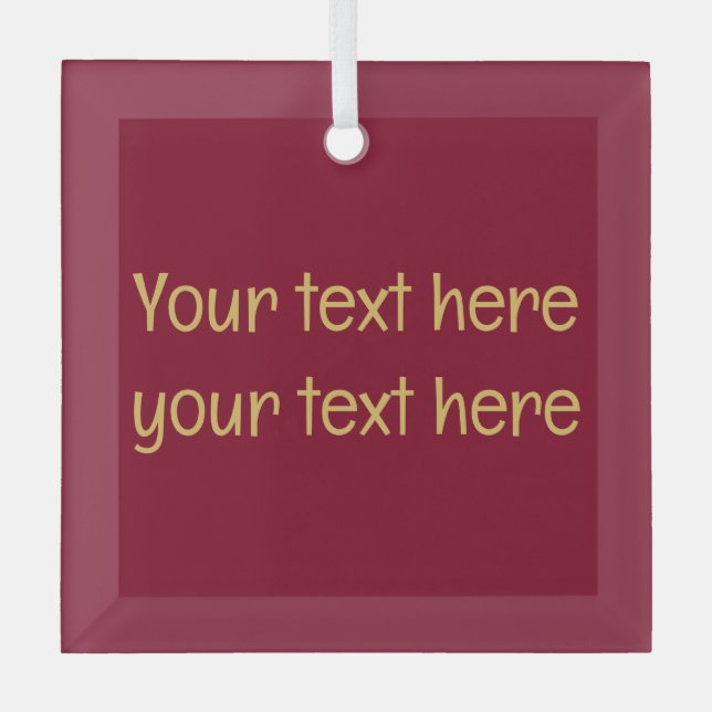 Burgundy Gold Professional Trendy Minimalist Text Glass Ornament (Front)