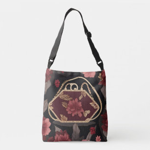 Burgundy Gold Purse AI art Crossbody Bag
