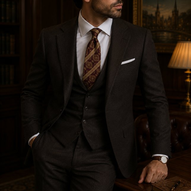 Burgundy & Gold Regency Tie (Creator Uploaded)