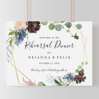 Burgundy Gold Rehearsal Dinner Welcome Sign