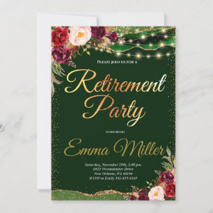 Burgundy & Gold Retirement Celebration Invitation