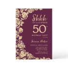 Burgundy Gold Roses Surprise 50th Birthday