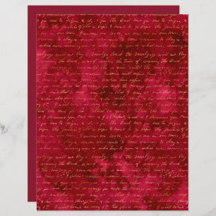 Burgundy Gold Script Writing Texture Scrapbook Pap