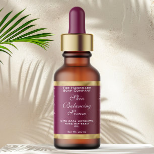 Burgundy Gold Small Dropper Bottle Label