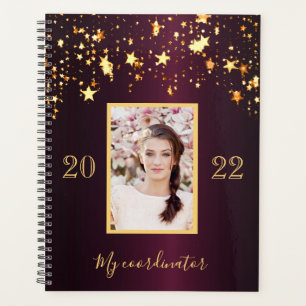 Burgundy gold stars photo 2025 planner