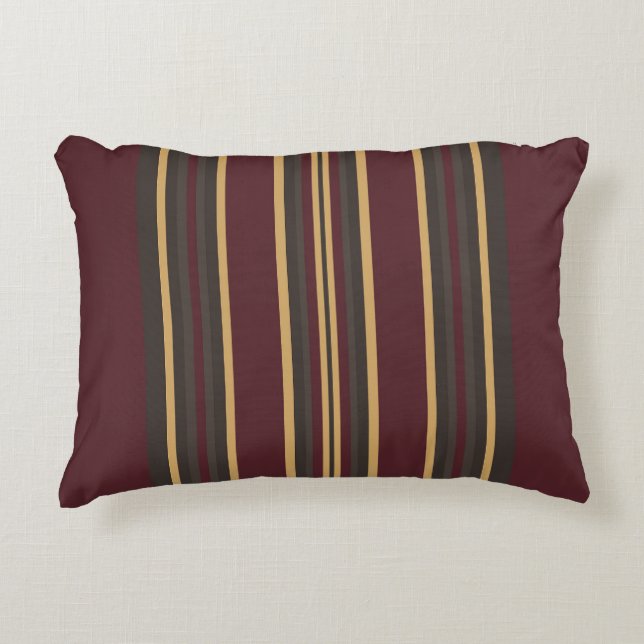 Burgundy Gold Stripes  Accent Pillow (Front)