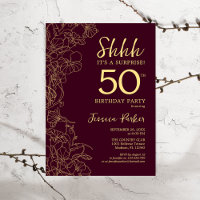 Burgundy Gold Surprise 50th Birthday
