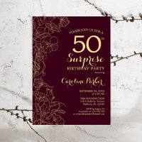 Burgundy Gold Surprise 50th Birthday Party