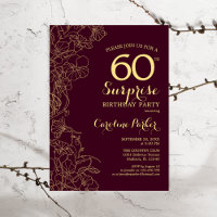Burgundy Gold Surprise 60th Birthday Party
