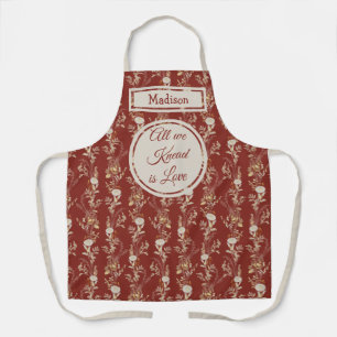 Burgundy Gold Vintage Floral Apron