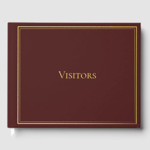 Burgundy Gold Visitors Book Guest Sign In Book