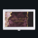 Burgundy & Gold Watercolor Marble Agate Gilded Business Card Holder<br><div class="desc">Burgundy Watercolor & Gold Foil Watercolor Marble Agate Gilded Geode Design,  with Modern and Script fonts. Trendy and Chic
Business Card Case! ~ Check my shop to see the entire suite for this design!</div>