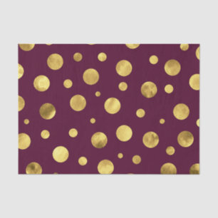 Burgundy Gold Watercolor Polka Dots Tissue Paper