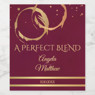 Burgundy Gold Wine Stains Wedding Wine Label