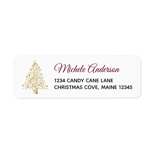 Burgundy Gold Winter Holiday Return Address (Front)