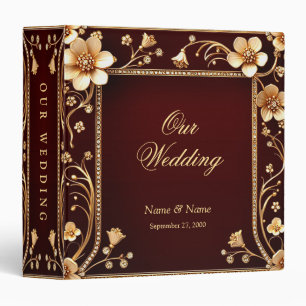 Burgundy Golden Flowers Album Binder
