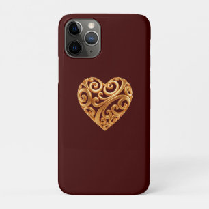 Burgundy Golden Heart Symbol of Love iPhone 11 Pro Case