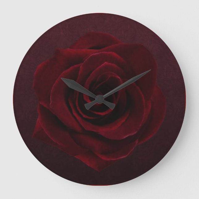 Burgundy Gothic Rose Large Clock (Front)
