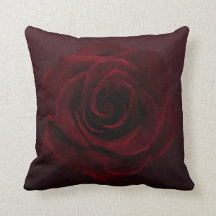 Burgundy Gothic Rose Throw Pillow