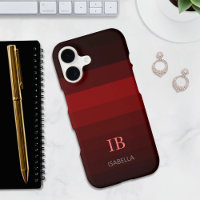 Burgundy Gradient Colour Stripes Monogram