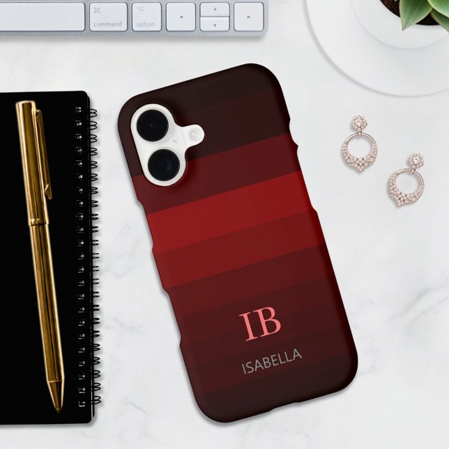 Burgundy Gradient Colour Stripes Monogram (Creator Uploaded)