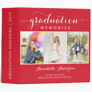 Burgundy Graduate Girly Script Photo Graduation Binder