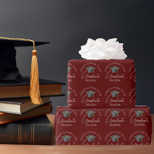 Burgundy Graduate Personalized Graduation Wrapping Paper
