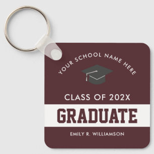 Burgundy Graduation Personalized Keychain