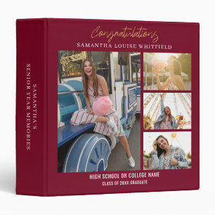 Burgundy Graduation Photo Collage Grad Memories Binder