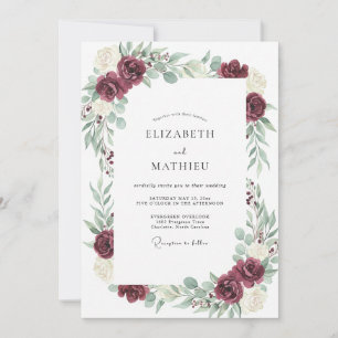 Burgundy Grand Botanical Wedding Invitation