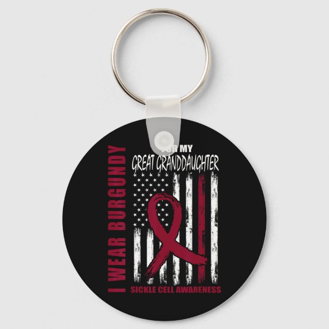Burgundy Great Granddaughter Sickle Cell Awareness Keychain (Front)