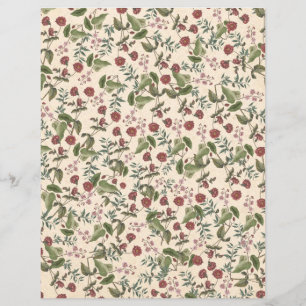 Burgundy & Green Floral Scrapbook Paper