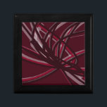 Burgundy & Grey Abstract Ribbons Gift Box<br><div class="desc">Burgundy and grey gift box features an artistic abstract ribbon composition with shades of burgundy wine maroon and grey with white accents on a burgundy wine coloured background.</div>