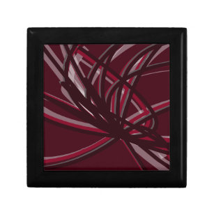 Burgundy & Grey Abstract Ribbons Gift Box