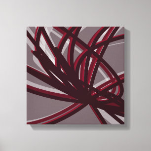 Burgundy & Grey Abstract Ribbons   Shadows & Light Canvas Print