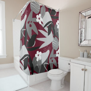 Burgundy Grey Black & White Modern Botanical