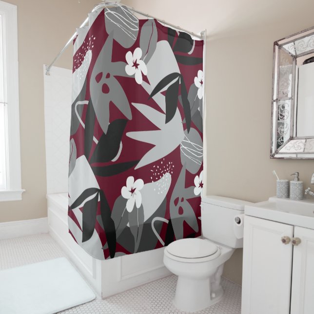 Burgundy Grey Black & White Modern Botanical (In Situ)