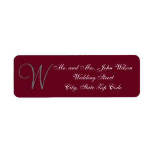 Burgundy Grey Elegant Monogram Formal Wedding