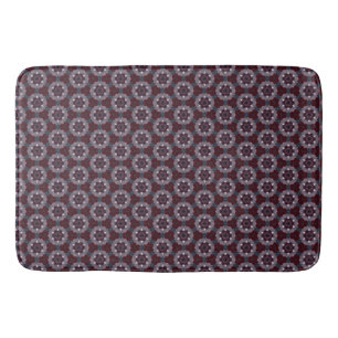 Burgundy & Grey Floral Painted Quilt Bath Mat