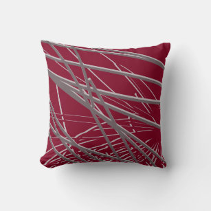 Burgundy & Grey Modern Elegant Abstract Throw Pillow