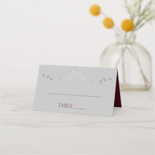 Burgundy & Grey Simple Elegant Wedding Place Cards