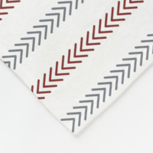 Burgundy & Grey Thin Chevron Stripes Fleece Blanket