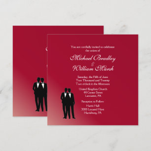 Burgundy Groom and Groom Gay Wedding Invitation