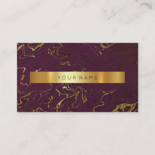 Burgundy Grungy Gold Marble Vip Business Card