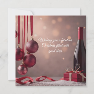 Burgundy hanging ornaments and wine flat greeting card