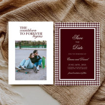 Burgundy Harlequin Border Photo Wedding